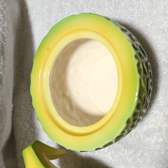 Holt Howard Vintage 1960 Ceramic Cantelope Creamer & Sugar Set w/Plastic Lid - Picture 4 of 7